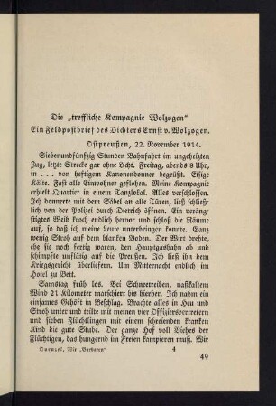 49-61, E. Frhr. v. Wolzogen, Die "treffliche Kompagnie Wolzogen". - Unverwüstlicher Humor.