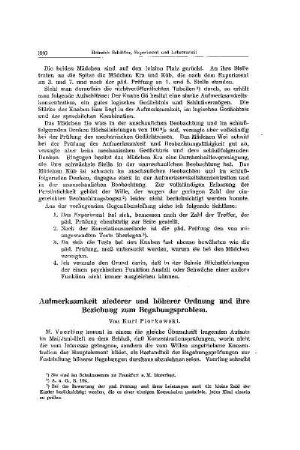 Aufmerksamkeit niederer und höherer Ordnung und ihre Erziehung zum Begabungsproblem