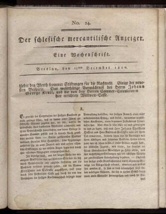 No. 24. Breslau, den 13. December 1800.
