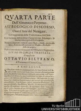 Qvarta Parte Dell'Almanacco Perpetuo.