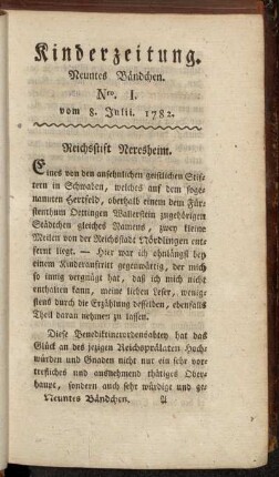 Nro. I. vom 8. Julii 1782