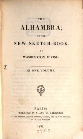 The Alhambra : or the new sketch-book