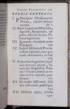 Operis Contenta (I. - XV.)