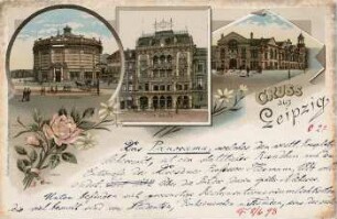Gruss aus Leipzig: Panorama, Cafe Bauer, Markthalle