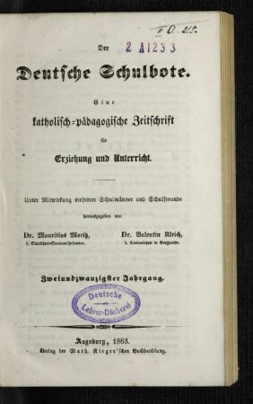 22: Der Deutsche Schulbote - 22. 1863
