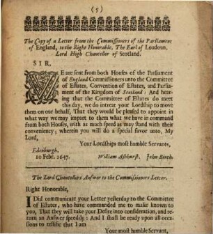 The Copies of all letters, papers and other transactions between the commissioners of the parliament of England, and the parliament ... of Scotland 1647 - 1648