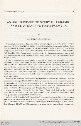 9: An archaeometric study of ceramic and clay samples from Palmyra