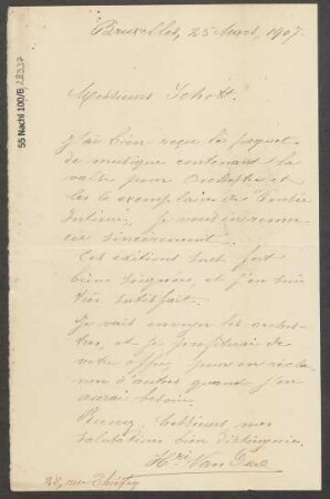 Brief an B. Schott's Söhne : 25.03.1907