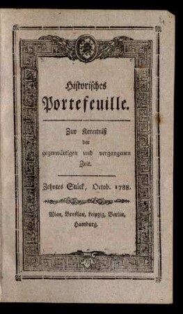 10. Stück (Octob. 1788): Historisches Portefeuille