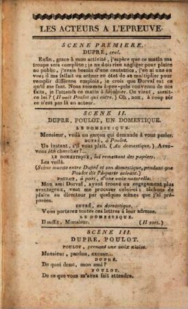 Les acteurs à l'épreuve : Vaudeville épisodique, en un acte