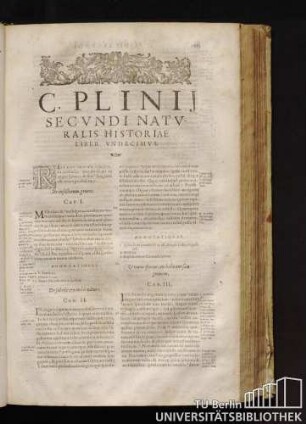 C. Plinij Secvndi Natvralis Historiae Liber Vndecimvs.