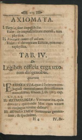 Tab. IV. De Legibus officia erga uxorem dirigentibus.
