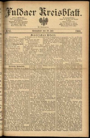 Erste Ausgabe vom Samstag, den 28. Juli 1900.