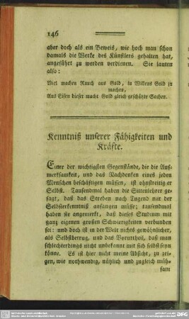 Kenntniß unserer Fähigkeiten und Kräfte