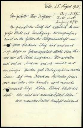 F. Stählin an C. Weickert