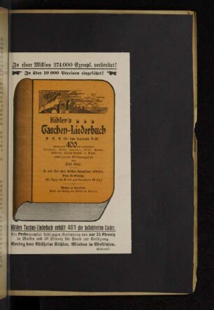 Köhlers Taschen-Liederbuch für das deutsche Volk.