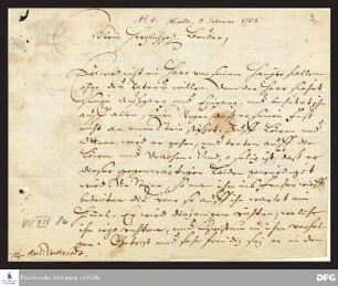 Brief von August Hermann Francke an Gottfried Vockerodt.
