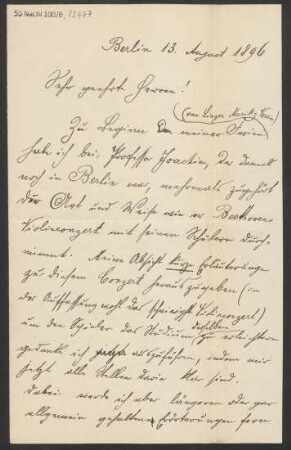 Brief an B. Schott's Söhne : 13.08.1896