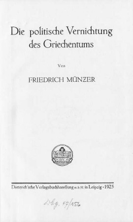 Die politische Vernichtung des Griechentums