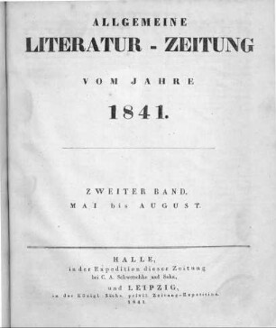 1841: Allgemeine Literatur-Zeitung