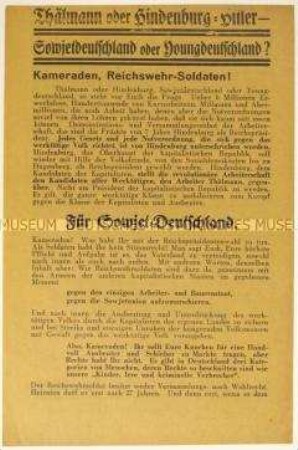 Flugblatt der Revolutionären Jungarbeiter Deutschlands zur Reichspräsidentenwahl 1932
