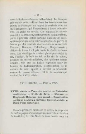 XVIIIe siècles. - 1700 à 1750