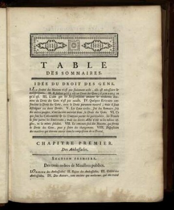 Table des Sommaires