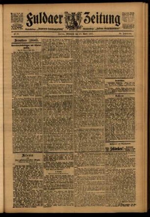 Zweite Ausgabe vom Mittwoch, den 17. April 1907.