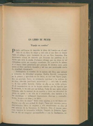 Un libro de mujer : "Espejo en sombra"