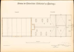Bibliothek der Philipps-Universität Marburg: Grundriss DG und Dachaufsicht 1:100