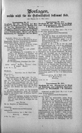 Vorlagen welche nicht für die Oeffentlichkeit bestimmt sind., 11. Mai 1898