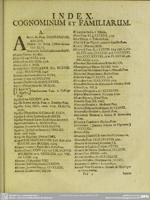 Index, Cognominum Et Familiarum