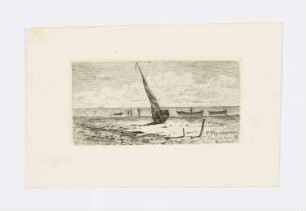 Strand mit Segelboot