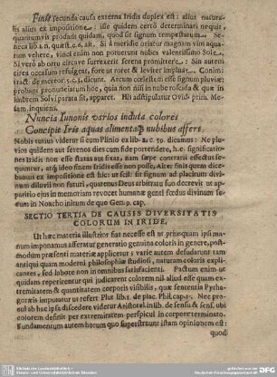 SECTIO TERTIA DE CAUSIS DIVERSITATIS COLORUM IN IRIDE.