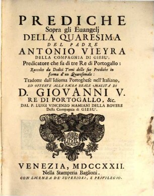 Prediche varie Sopra gli Evangeli d. Quaresima