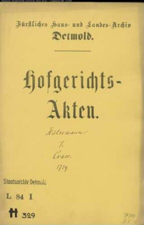 Hülsemann, Philipp zu Lipperode gegen Crass zu Paderborn - Schuldforderung