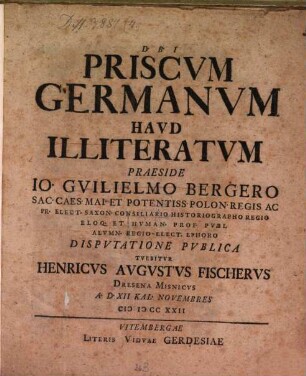 Priscum Germanum haud illiteratum