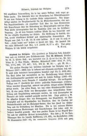279-280 [Rezension] Wilmers, Wilhelm, Lehrbuch der Religion, 7. Aufl.