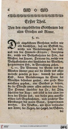 Erster Theil: Von den eingebildeten Gottheiten der alten Griechen und Roemer