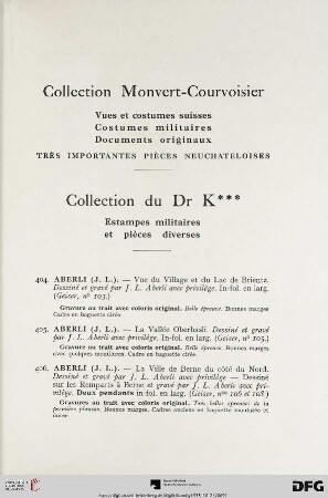 Collection Monvert-Courvoisier (Nr. 404-525)