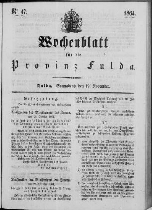 Nr. 47, Ausgabe vom 19. November 1864