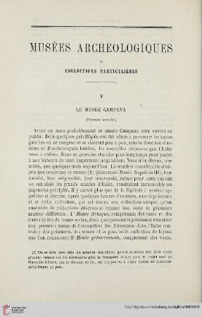 N.S. 5.1862: Musées archéologiques et collections particulières, [5], Le Musée Campana