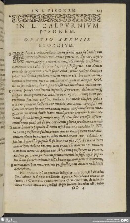 In L. Calpurinum Pisonem. Oratio XXXVIII.