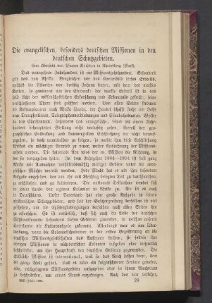 Die evangelischen, besonders deutschen Missionen in den deutschen Schutzgebieten