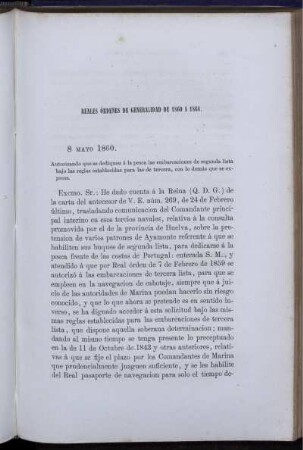 Reales Ordenes de Generalidad de 1860 A 1868.