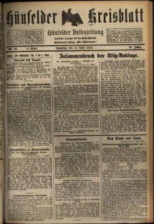 Erste Ausgabe vom Samstag, den 12. April 1930.