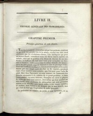 Livre II. Théorie Générale des Probabilités.