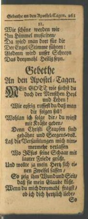Gebethe An den Apostel-Tagen