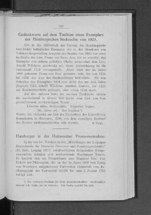 Hamburger in der Helmstedter Promoviertenliste.