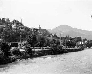 Berchtesgaden, Ortsansicht : Berchtesgaden. Entlang der Berchtesgadener Ache